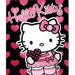 Sanrio Hello Kitty Large Heart Fleece Throw Twin Bed Blanket