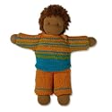 Fair Trade Toddler Doll - Orange & Blue Outfit