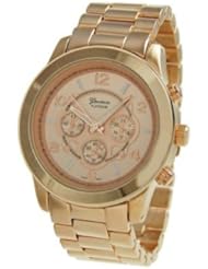 Geneva Platinum Ceramic-Style Rose Gold Dial Watch GP9201