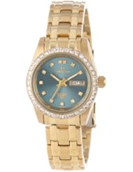 Sartego Womens SGGN76 Classic Analog Metallic Green Face Dial Gold Tone Swarovski Watch