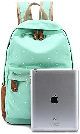 EasyBest® Ladies Vintage Spot Canvas Backpack Casual Style Backpack for Outdoor Camping Picnic Picnic University Backpack Schoolbag (D_Green)