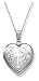 14k White Gold Engraved Cross Heart Locket, 18
