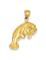 14k Yellow Gold Manatee Pendant