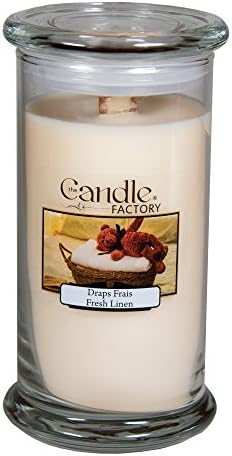 The Candle Factory Large 15-ounce Jar WoodWick Crackling Candle, Fresh Linen
