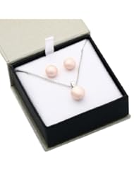 Honora Rose Freshwater Cultured Pearl 18" Pendant Necklace and Stud Earrings Set
