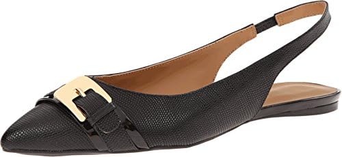 Nine West Women's Anyamarie Black/Black Leather 1 Flat 10 M