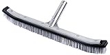 Pooline 18" Pool Brush (Curved) with Aluminum Back and Handle - Stainless Steel & Nylon Bristles Mixed - Black Brush Body and White Bristles