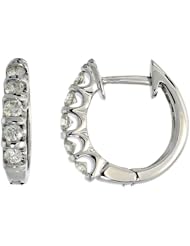 14k White Gold Huggie Diamond Earrings w/ 0.45 Carat Brilliant Cut Diamonds, 9/16 in. (15mm)