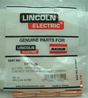 Lincoln Electric Kp11-25 Contact Tips .O25 Id Qty = 10