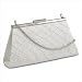 Evening Handbag in Light Ivory Satin with Crystal Beads
