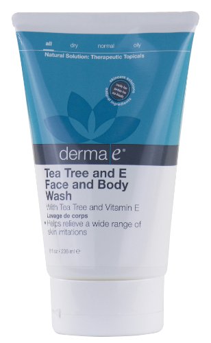 derma e Face and Body Wash, Tea Tree and E, 8 fl oz (220 ml) (Pack of 3)