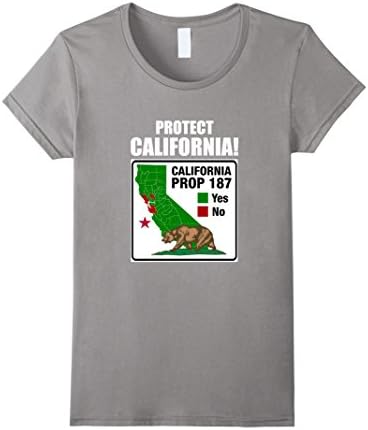 Women's California T-Shirt Prop 187 Illegal Alien Funny Graphic Tee Small Slate