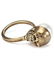 House of Harlow 1960 Skull and Created-Pearl Ring