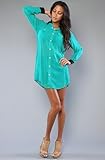 Motel The Cilla Dress in Plain Teal,Dresses for Women