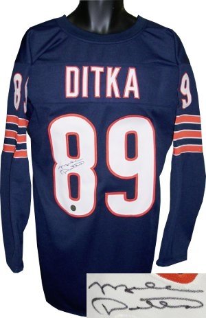 Mike Ditka Autographed/Hand Signed Chicago Bears Navy Prostyle Jersey 3/4 Sleeve