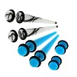 Set of 3 Acrylic Fake Plugs - Blue Long Taper, White Marble Long Taper, Blue - 16g Wire - 00g Fake Plug - Sold as a Pair