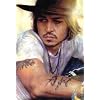 Johnny Depp (Tattoos & Hat) Movie Poster Print - 11" X 17"