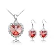 Siam Roter Kristall Titanic Herz rhodiniert Anh�nger und Ohrringe Set (Machen Mit Swarovski Element)