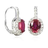 Oval Synthetic Ruby Drop Earring