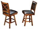 25-1/2"H Dark Brown Bycast Leather Swivel Counter Height Barstools (Set of 2)