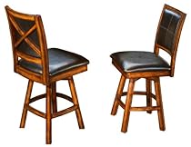 25-1/2"H Dark Brown Bycast Leather Swivel Counter Height Barstools (Set of 2)