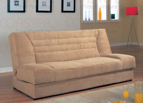Modern Tan Microfiber Futon Sofa Bed by Coaster