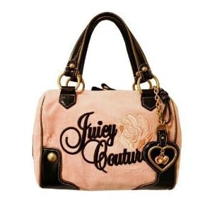 Juicy Couture Velour Rose Jewel Daphne Satchel Bag Purse Tote Pink