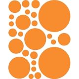 Instant Murals 25 Polka Dot Wall Transfer Stickers - Tangerine