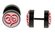 Anodized Stainless Steel Fake Plug with OM Symbol - Face width: 7mm, 16g - Sold as Pair