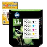 HP920xl - 4 Cartouches d'encre Originales Noir, Cyan, Magenta, Jaune pour HP 920xl Officejet 6000 6500 7000 series, 6500a 7500a wf + Premium Glossy Photo Papier - 4x6 - 20 feuilles
