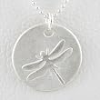 Round Dragonfly Pendant in Sterling Silver with 16" ball chain, #8736