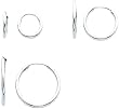 14K White Gold 3 Pair Set Endless Hoop Earrings