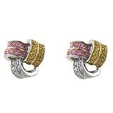 Sterling Silver 3-Tone Cubic Zirconia Knot Stud Earrings