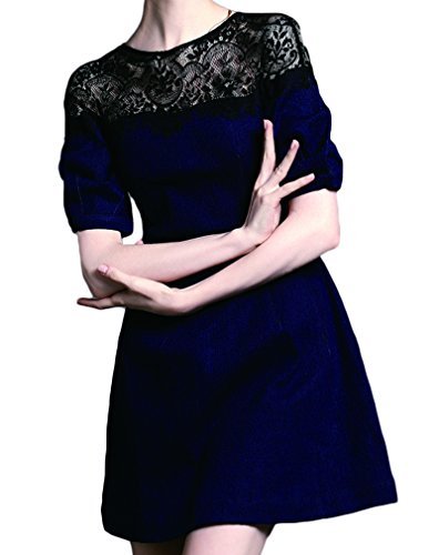 (ディーコッテ)D'Kotte ショルダー レース 透け感 ワンピース 花柄 ミニ aライン ワンピ かわいい きれいめ 七分袖 ドレス 二次会 チュニック パーティー neay064