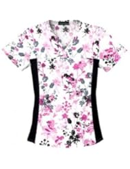 Apparel: Cherokee Uniforms Flexibles Yorkshire Garden V-neck Scrub Top with Side Panels (X-Large) - Cherokee