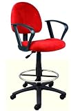 Super Soft Red Microfiber Office Drafting Bar Counter Stools Chairs W-Loop Arms