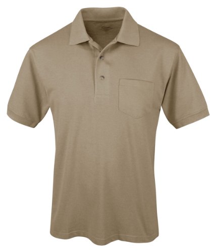 Mens 3-Button Short Sleeve Easy Care Pique Pocket Golf Shirt (10 Colors, S-4XLT)