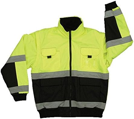 2W 350C-3 M Class 3 Reversible Bomber Jacket - Black & Lime, Medium