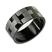 Bling Jewelry 8mm Matte Black Stainless Steel Silver Etched Wedding Band Mens Ring-10