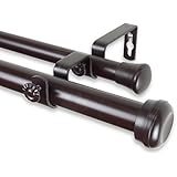 Rod Desyne 1" Rosen Double Curtain Rod, 28-48", Mahogany