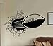 Dabbledown Decals Football Ripping Bursting Through Wall Vinyl Wall Decal Sticker Art Sports Kid Children Ball Nursery Boy Teen Sticker Wall Mural Art Graphic Sports Teen Kid Nursery