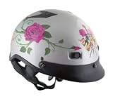 DOT Outlaw Glossy Lady Rider on Silver Half Face Motorcycle Helmet - Size : Large