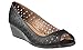 Capelli New York Perforated Faux Leather Peep Toe Ladies Wedge Shoes