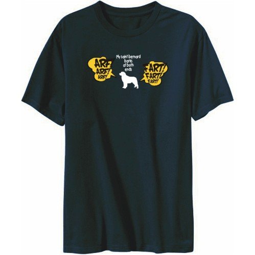 T-Shirt Mens Navy Blue My Saint Bernard barks at both ends Dogs