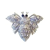 Platinum & Black Swarovski Crystals Bumblebee Pin Bee Brooch Silver Jewelry A...