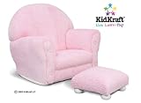 KidKraft Upholstered Rocker with Ottoman Pink Chenille