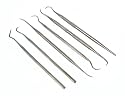 Set of 6 Steel Dental Picks - Probes - Carver Picks