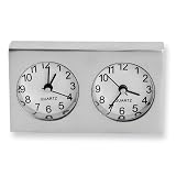 Satin Nickel-plated Dual Time Desk Clock