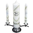 25 Year Anniversary 3-pc Wedding Candle Set with Gold Base