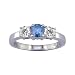 1/4 CT 3 Stone Blue & White Diamond Ring 14K White Gold (Available In Sizes 5 - 10)